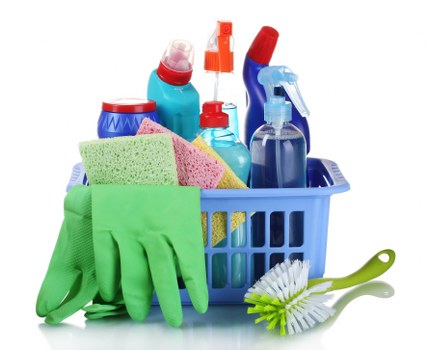Cleaning supplies used for stain removal in Chinatown homes